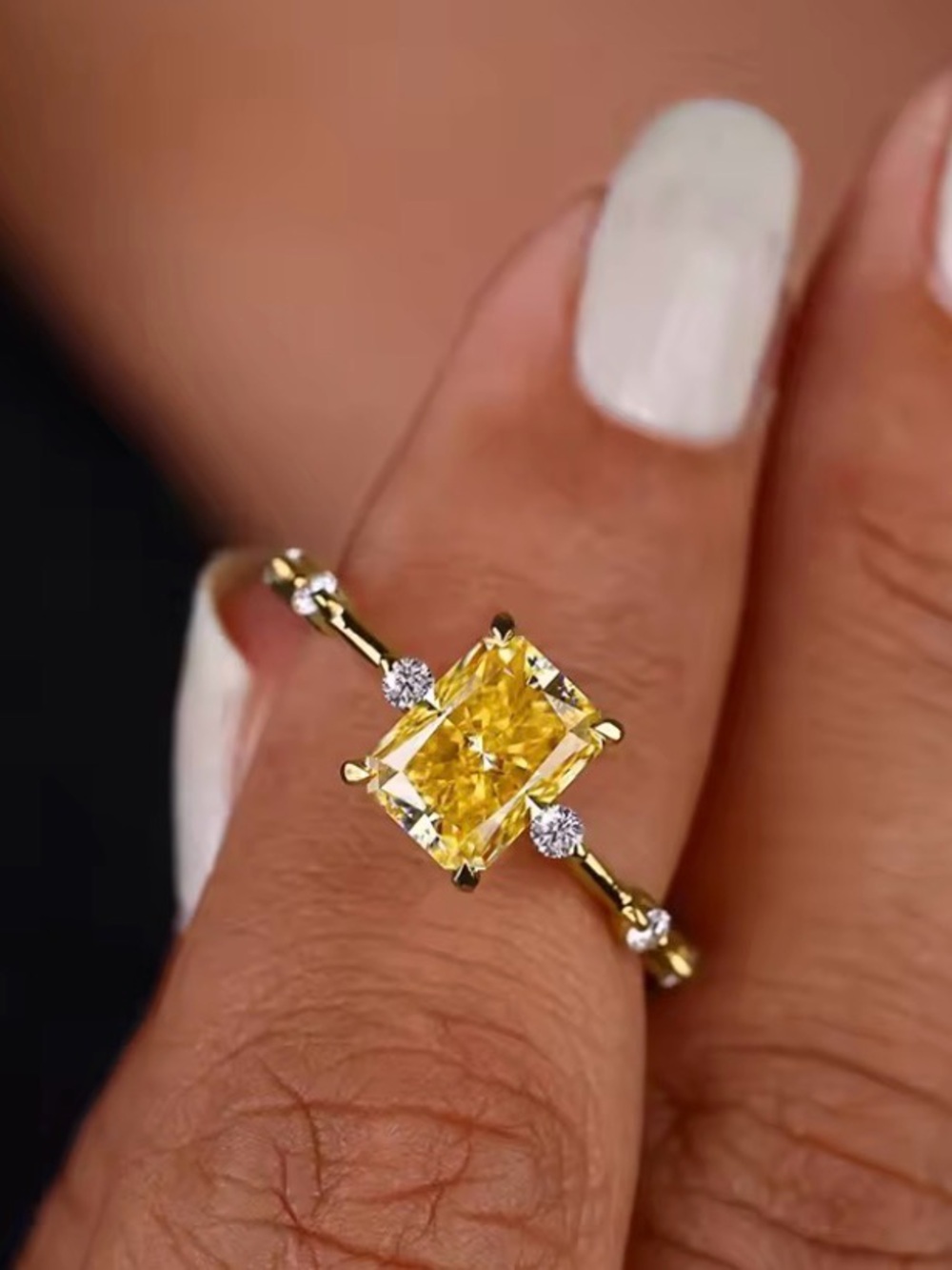 3CT Canary Yellow Radiant Cut Lab Created Diamond 14K Gold Plated Sterling